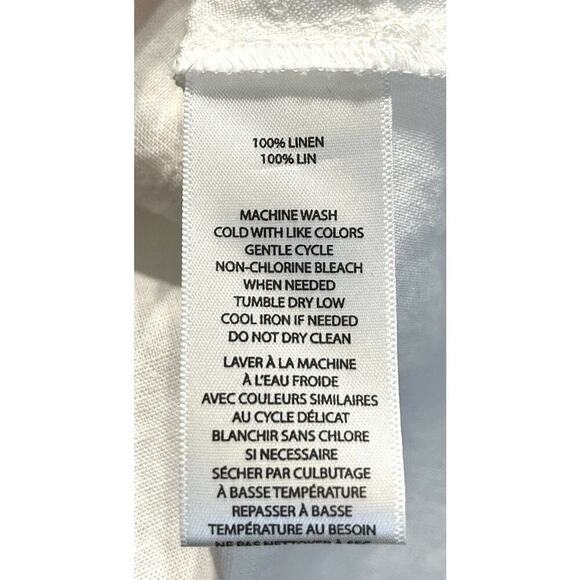 Beach Lunch Lounge 100% Linen Sleeveless Button Tunic Top Fringe Womens Small - Picture 6 of 6